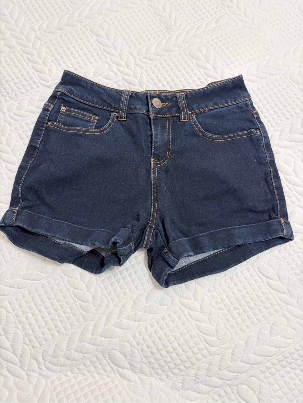NOBO Dark Blue Rolled-Hem Denim Shorts Mid-Rise
